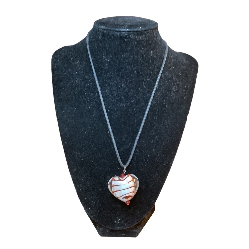 Vintage‎ Blown Glass Heart Necklace